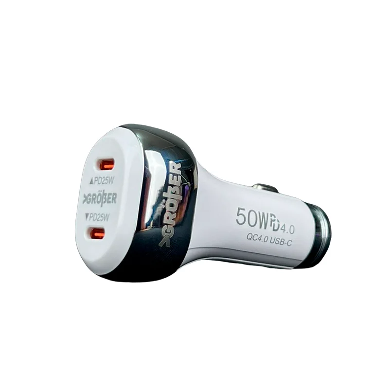 Cargador de carro Grober de 50 W con dos puertos USB-C